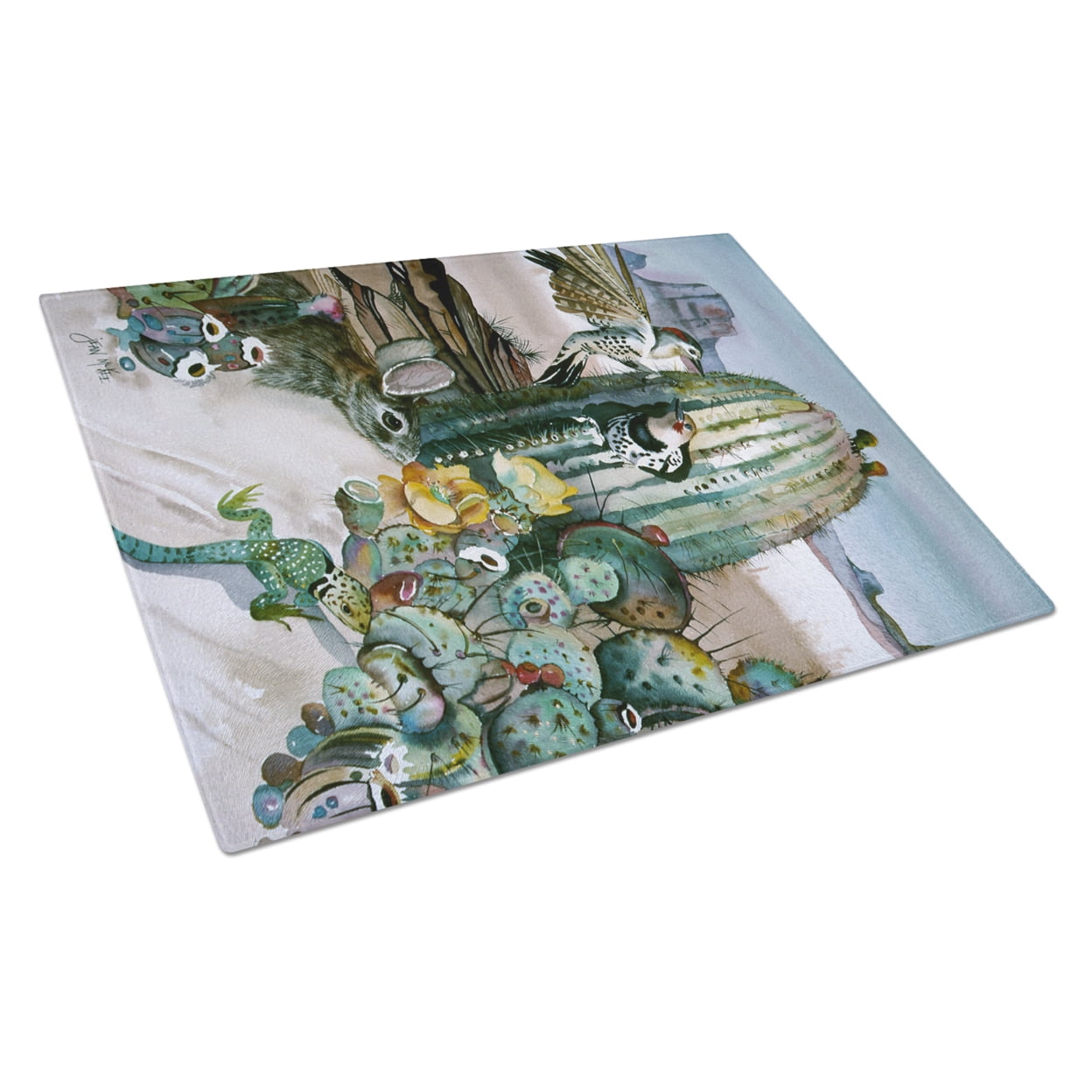 Caroline's Treasures Cactus Flowers Glass Cutting Board Large