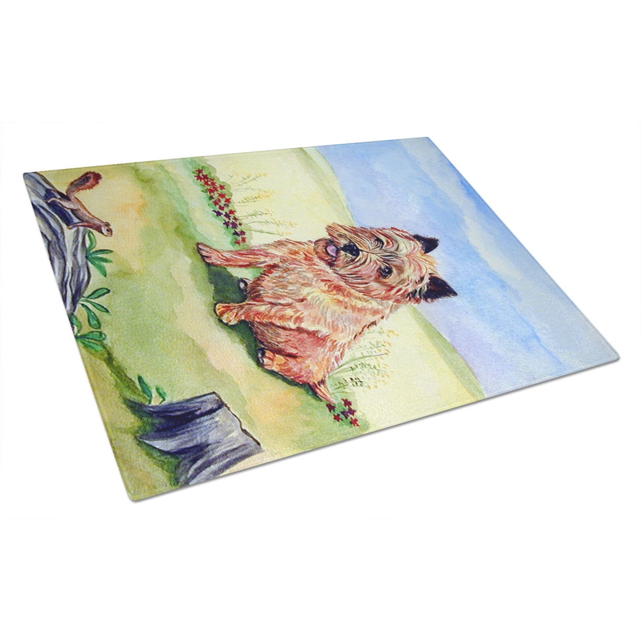 Caroline's Treasures Cairn Terrier and the chipmunk Glass Cutting Board Large