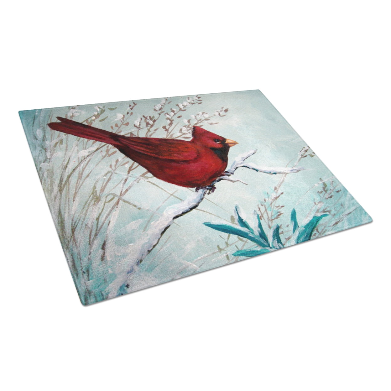Caroline's Treasures Cardinal Winter Red Bird Glass Cutting Board Large