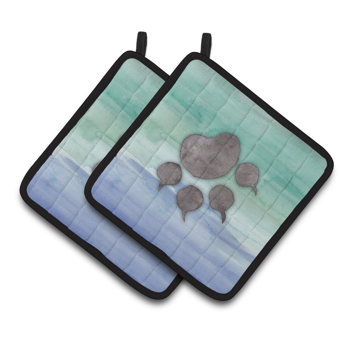 Caroline's Treasures Cat Paw Watercolor Pair of Pot Holders