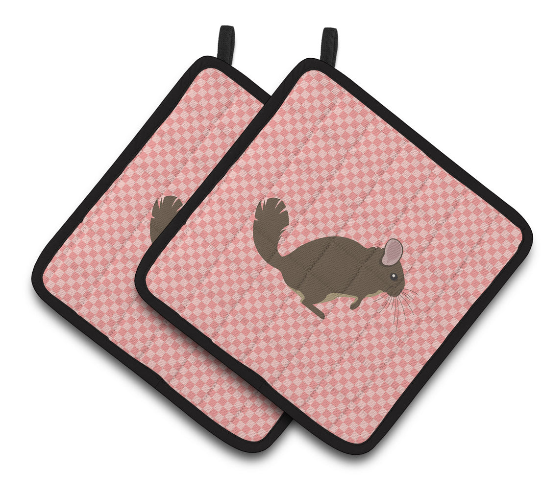 Caroline's Treasures Chinchilla Pink Check Pair of Pot Holders