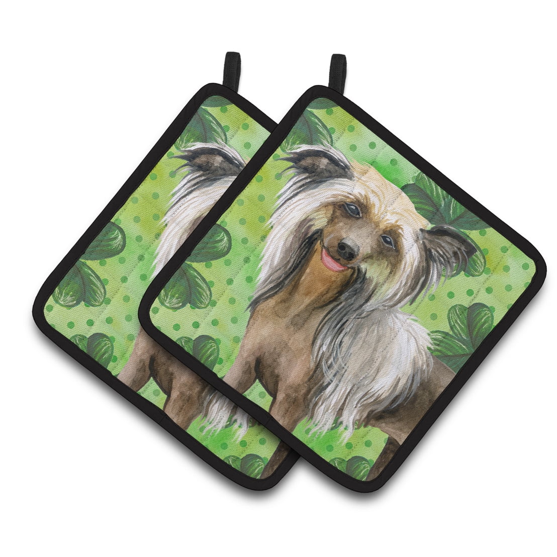 Chinese Crested St Patrick's Pair of Pot Holders