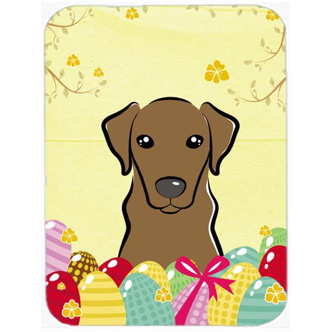 Caroline's Treasures Chocolate Labrador Easter Egg Hunt Glass Cutting Board Large