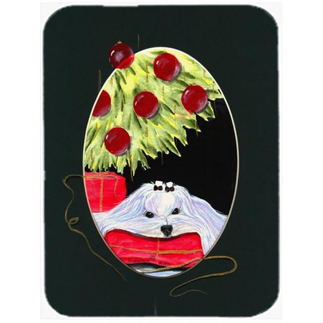 Caroline's Treasures Christmas Tree with Maltese Glass Cutting Board Large