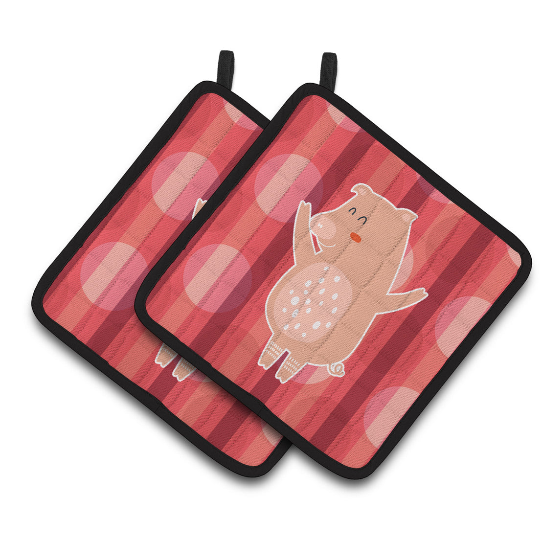 Caroline's Treasures Dancing Pig Pair of Pot Holders