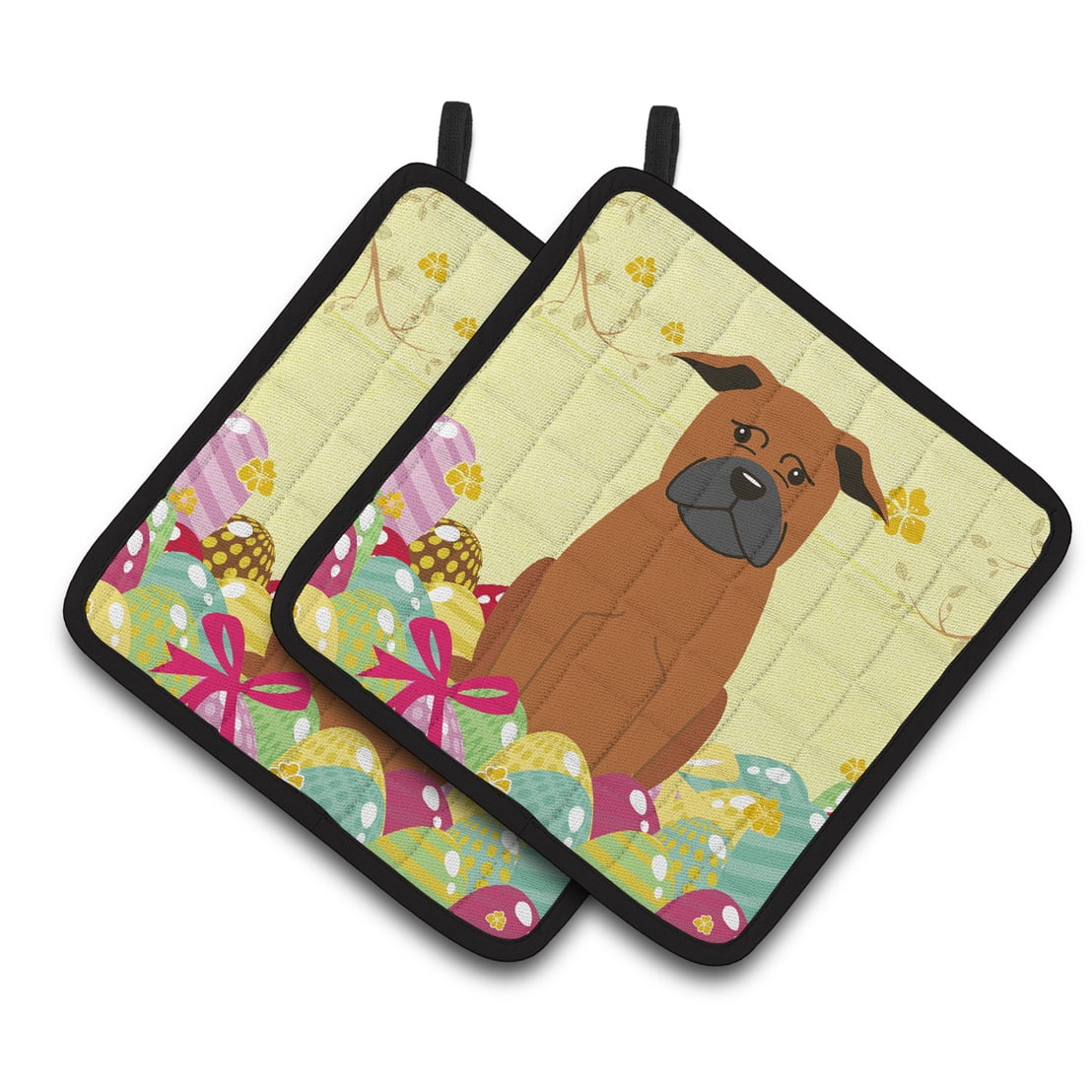 Caroline's Treasures Easter Chinese Chongqing Dog Pair of Pot Holders
