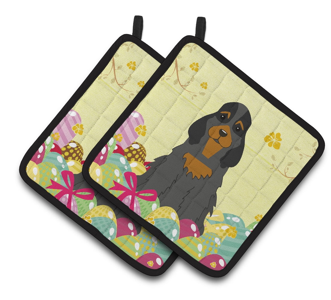 Caroline's Treasures Easter Cocker Spaniel Pair of Pot Holders