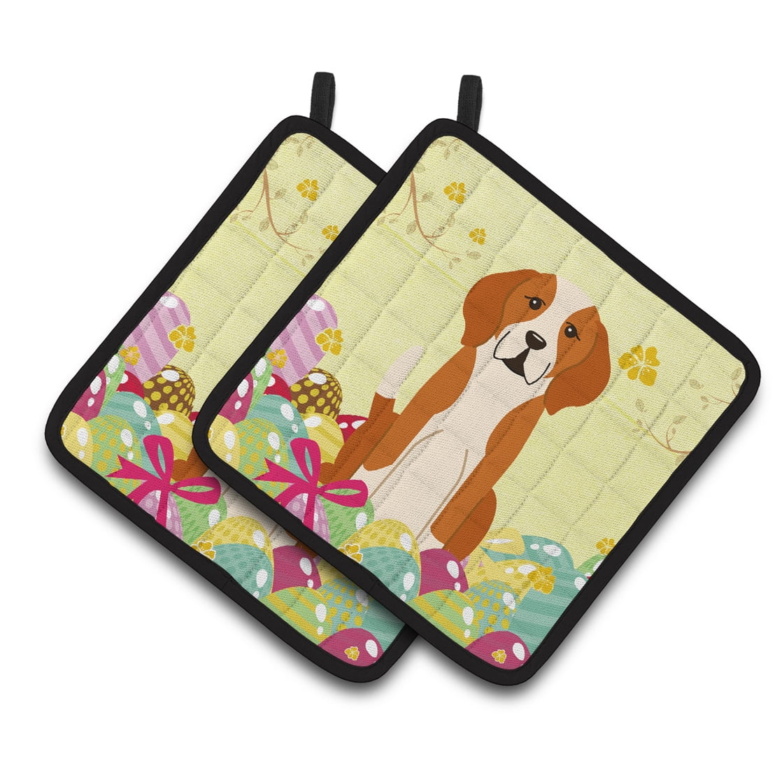 Caroline's Treasures Easter Eggs English Foxhound Pair of Pot Holders