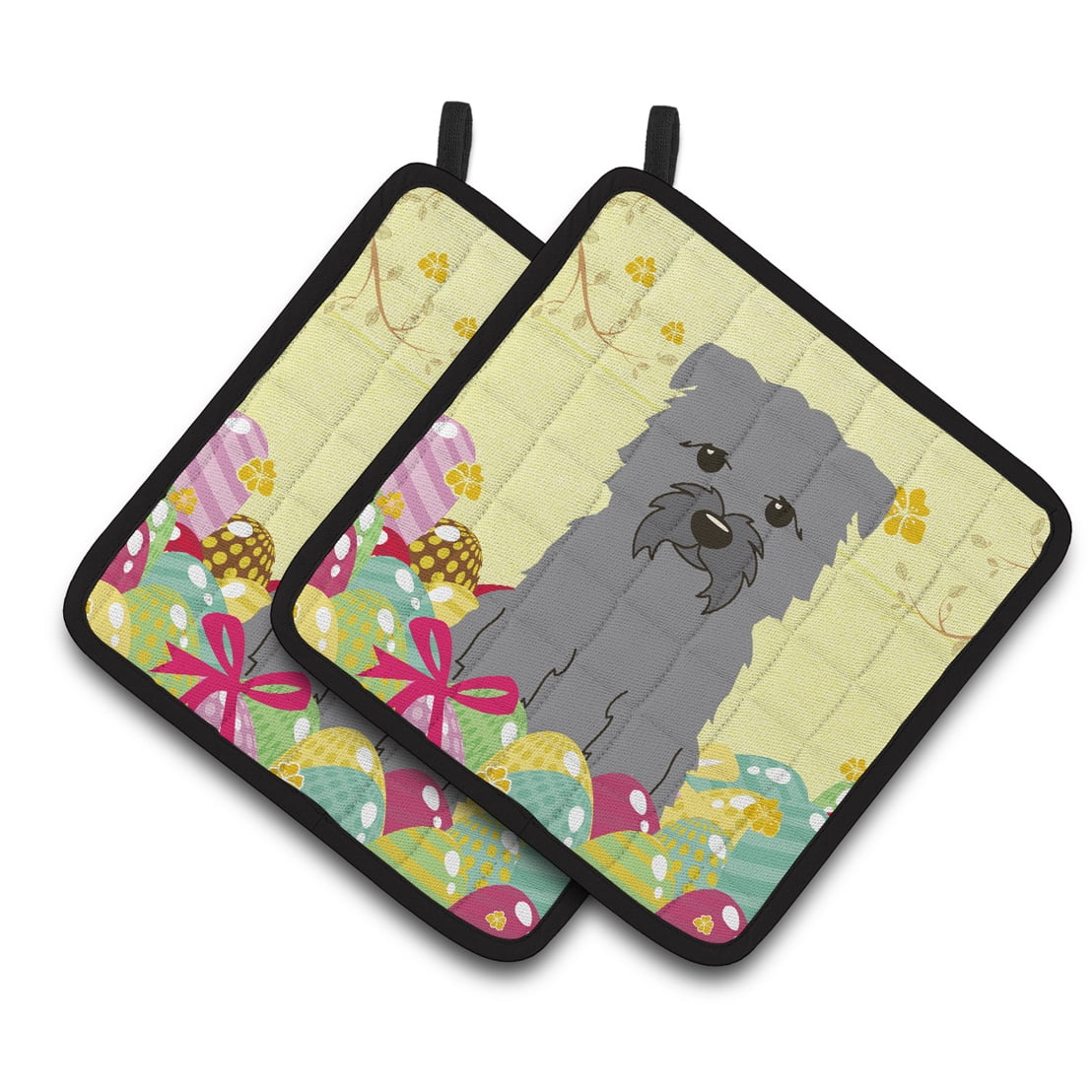 Caroline's Treasures Easter Eggs Glen of Imal Grey Pair of Pot Holders
