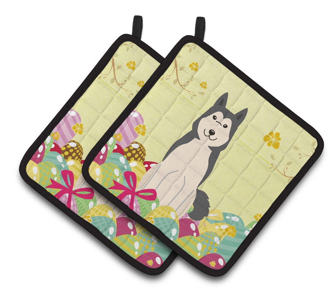 Caroline's Treasures Easter Laika Spitz Pair of Pot Holders