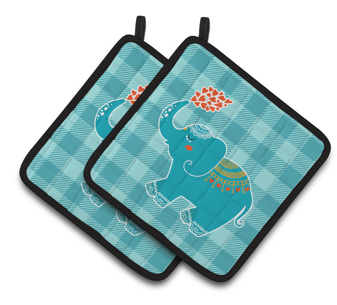 Caroline's Treasures Elephant Love Pair of Pot Holders