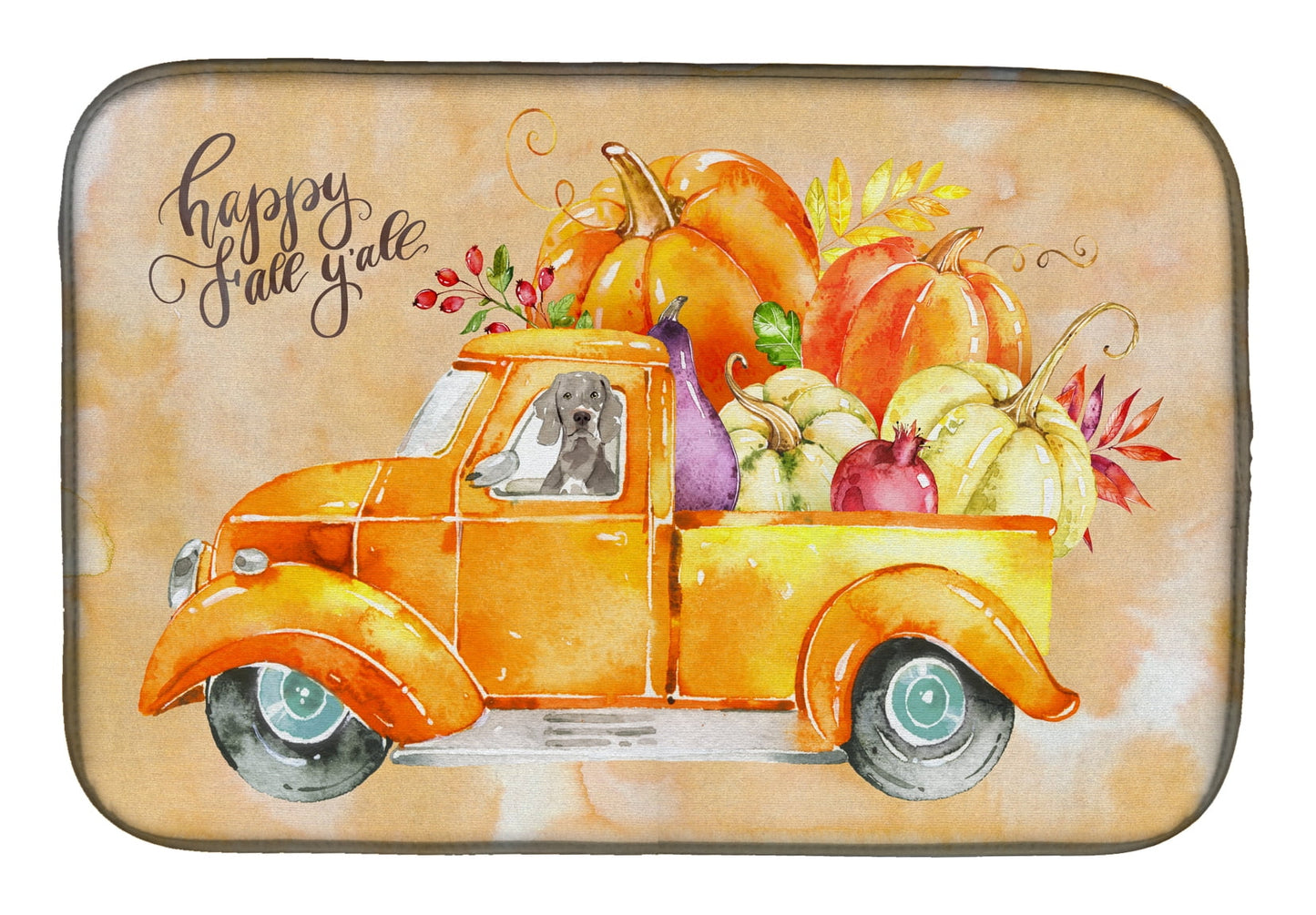 Fall Harvest Weimaraner Dish Drying Mat