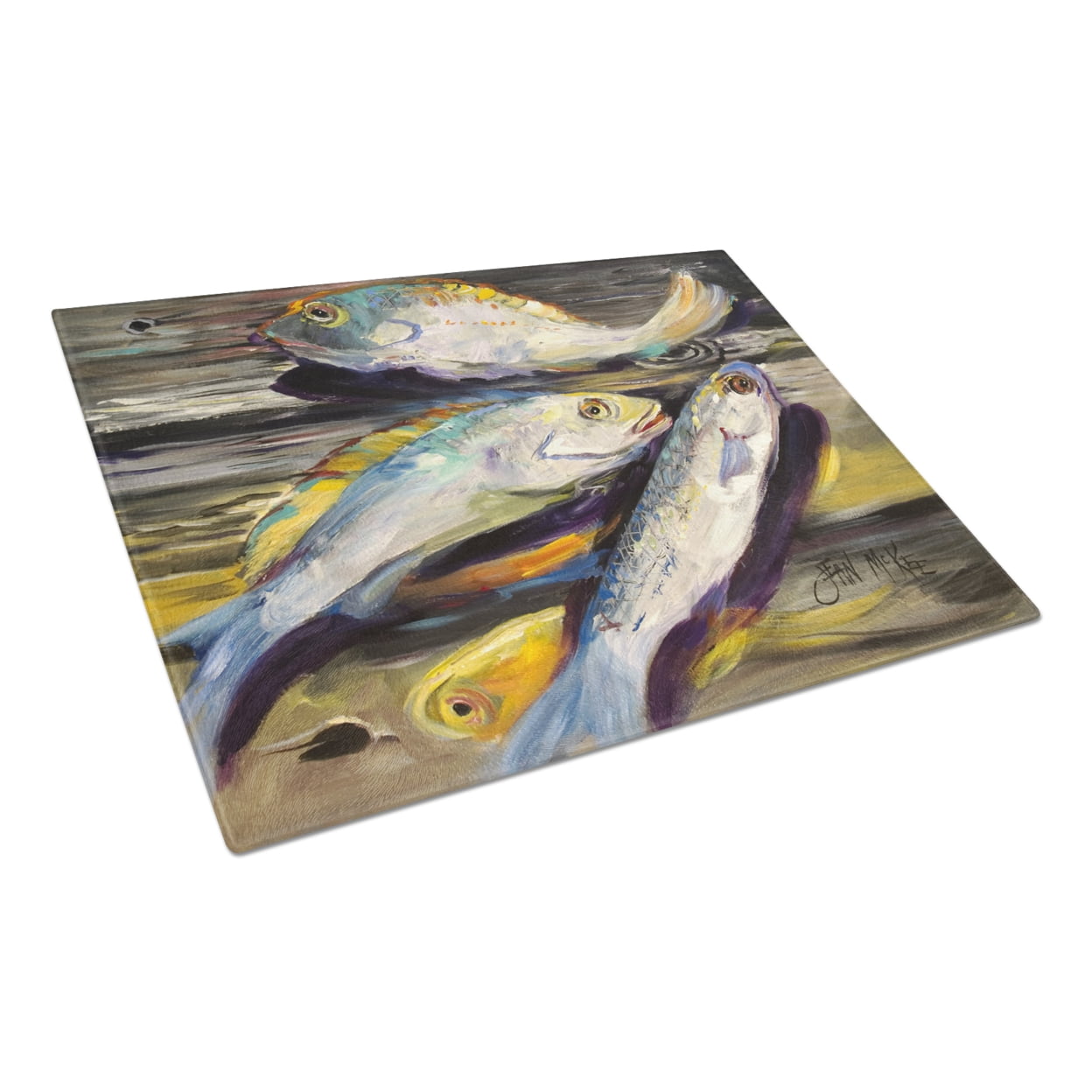 Caroline's Treasures Fish on the Dock Glass Cutting Board Large