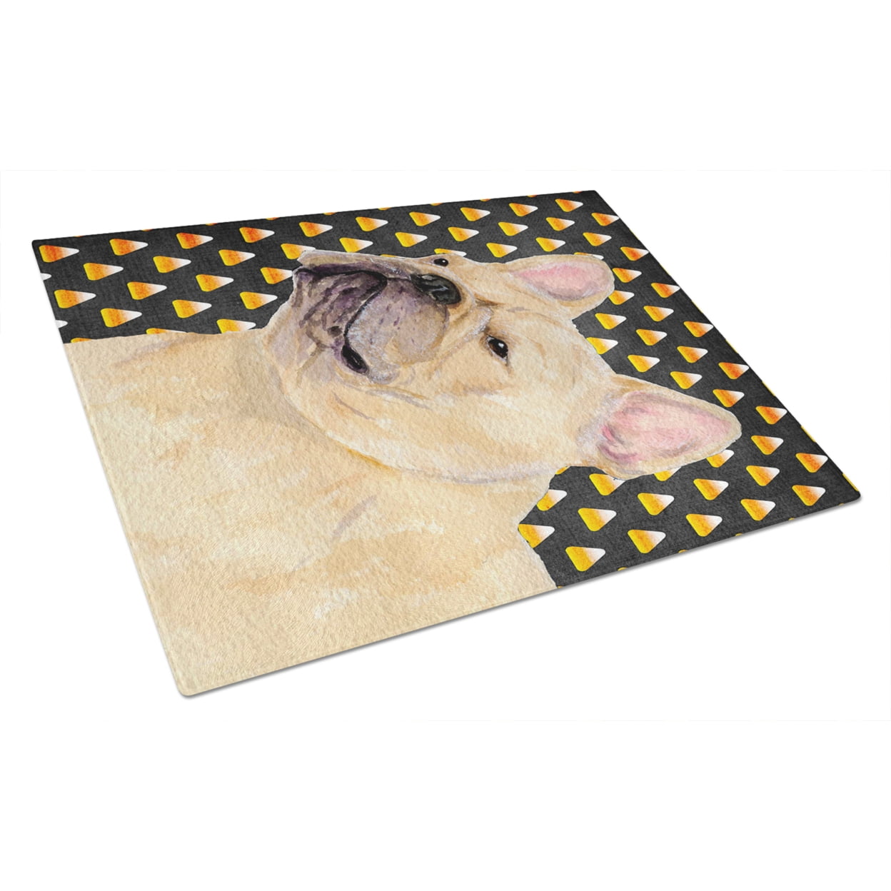 Caroline's Treasures French Bulldog Candy Corn Halloween Portrait Glass Cutting Board Large