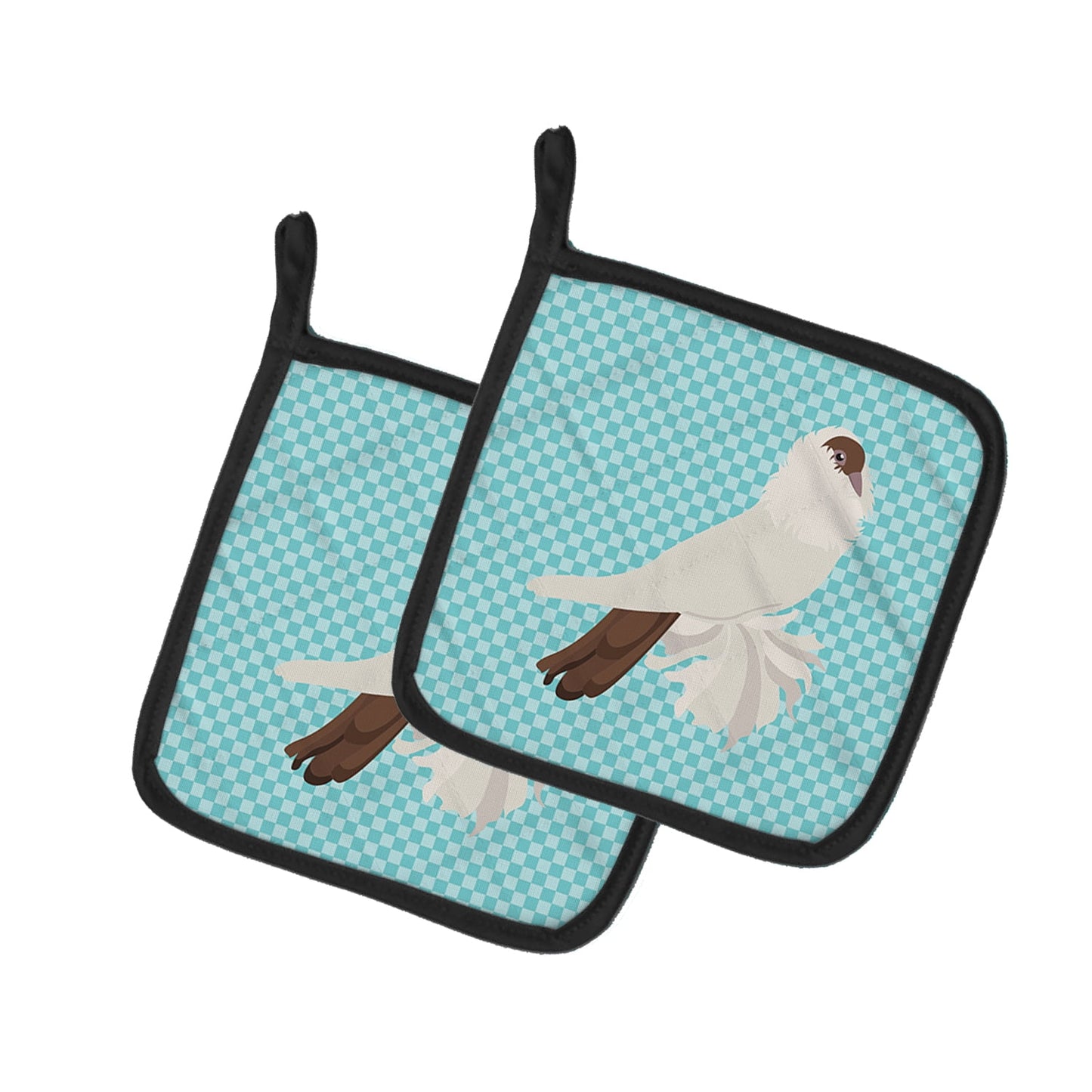 Caroline's Treasures German Helmet Pigeon Blue Check Pair of Pot Holders