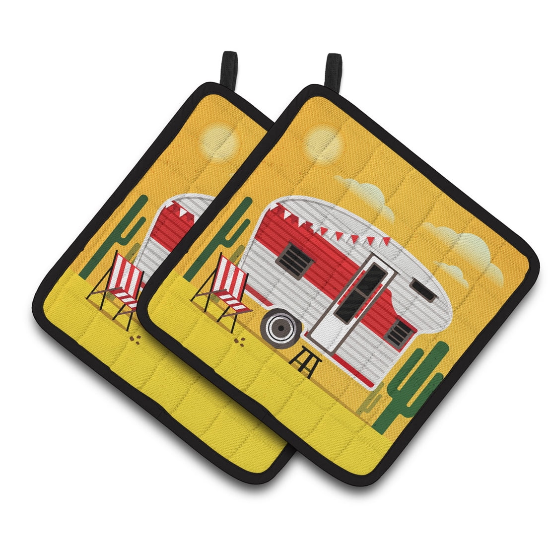 Caroline's Treasures Greatest Adventure Retro Camper Desert Pair of Pot Holders