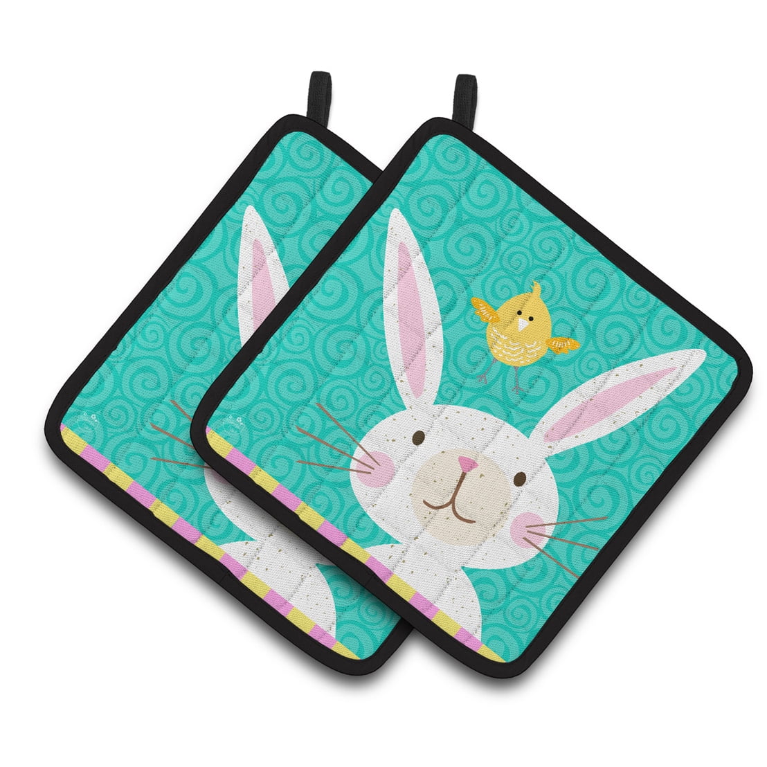 Happy Easter Rabbit Pair of Pot Holders