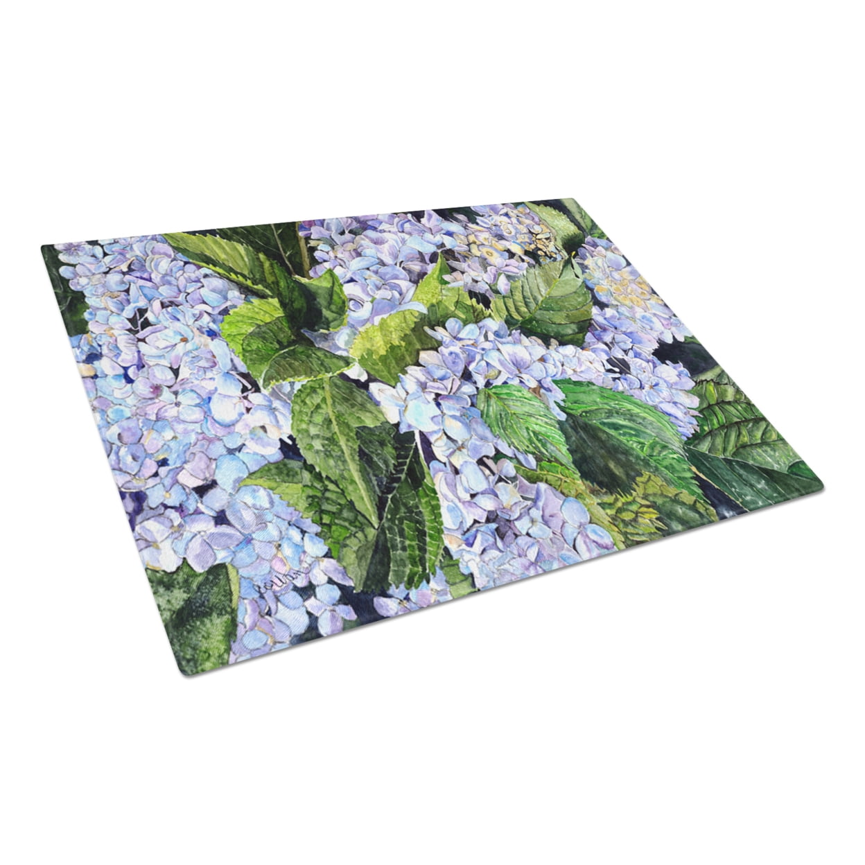 Caroline's Treasures Hydrangea Glass Cutting Board Large
