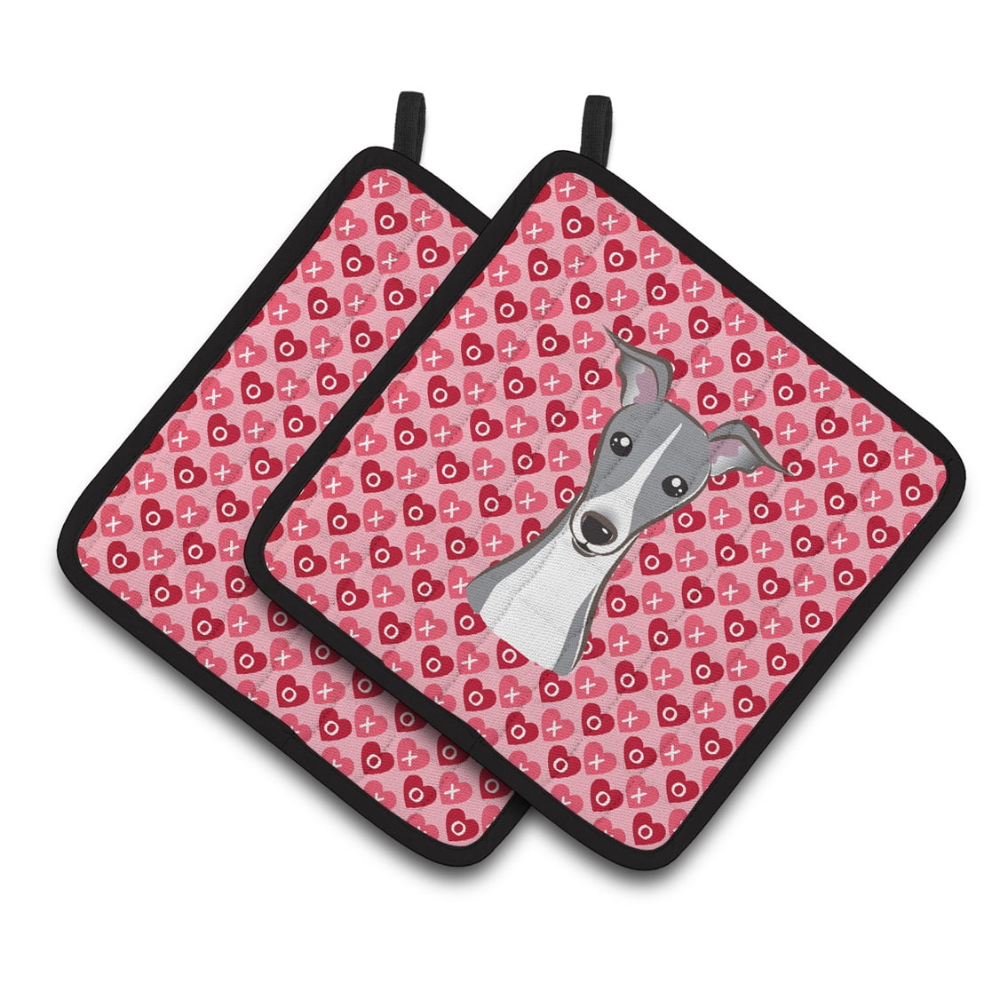 Italian Greyhound Hearts Pair of Pot Holders