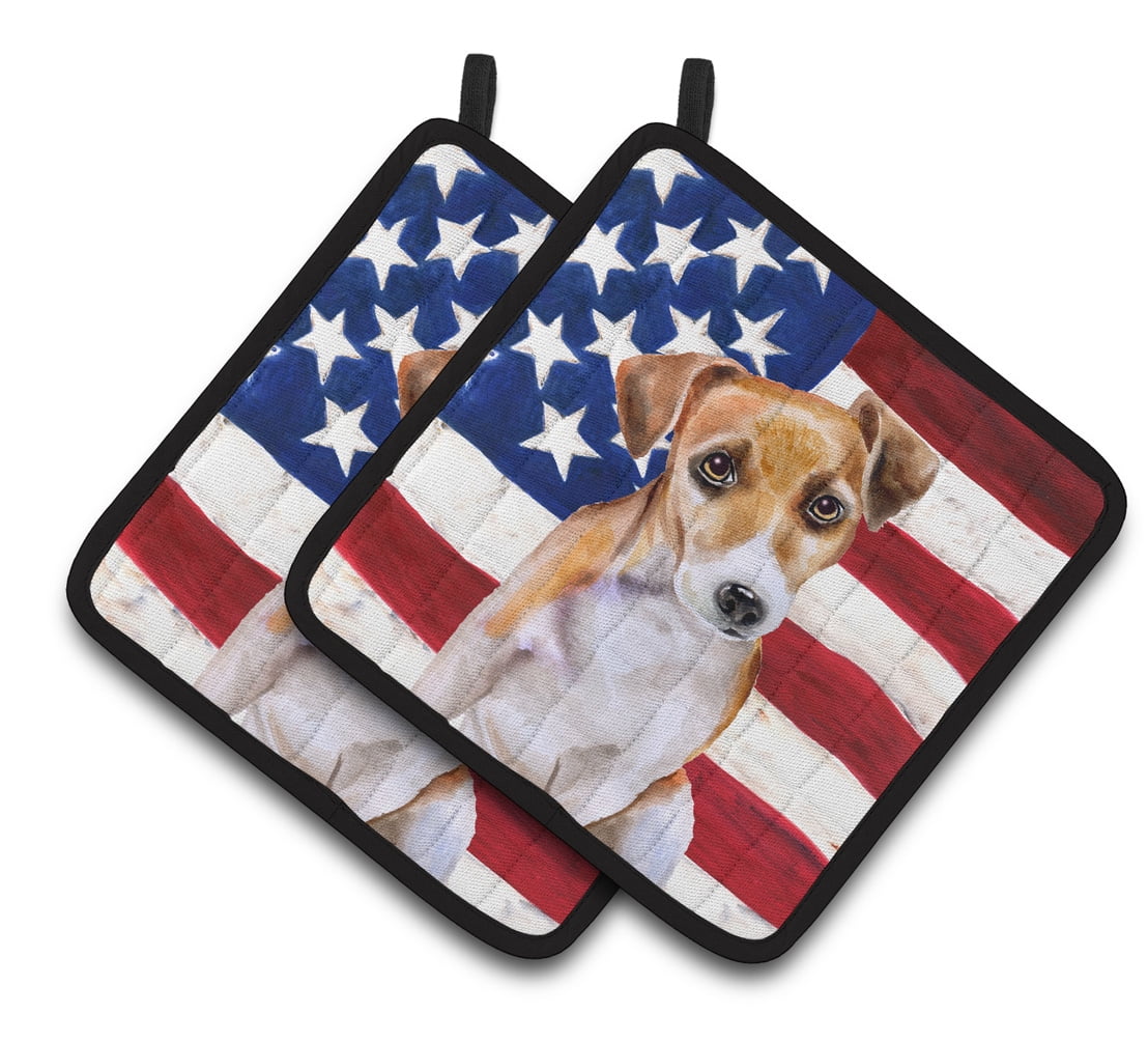 Caroline's Treasures Jack Russell Terrier #2 Patriotic Pair of Pot Holders