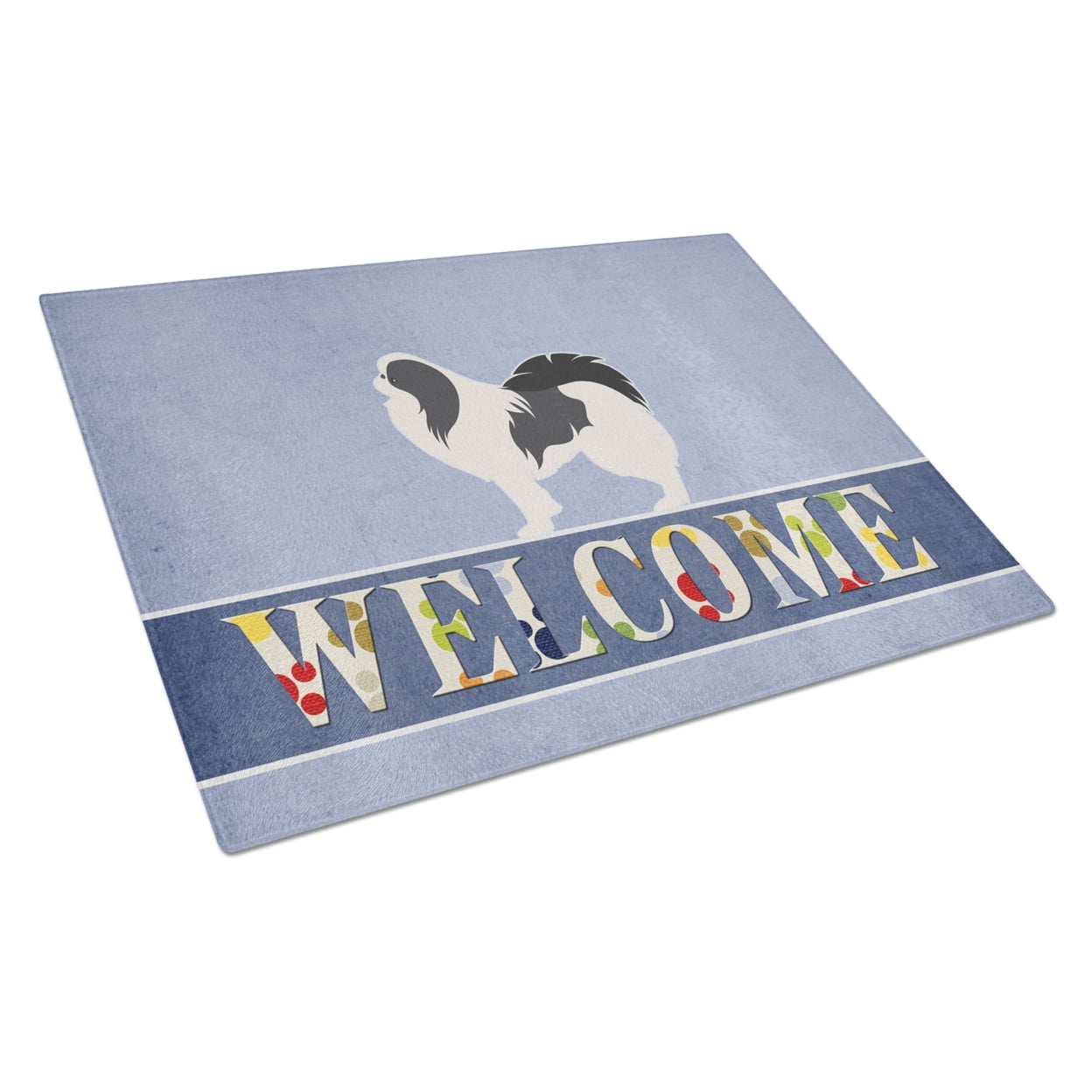 Caroline's Treasures Japanese Chin Welcome Glass Cutting Board Large