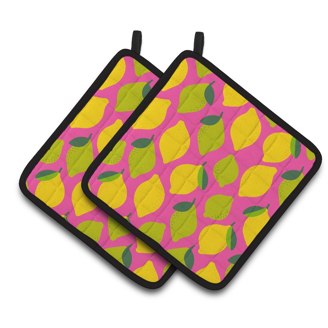 Caroline's Treasures Lemons and Limes on Pink Pair of Pot Holders