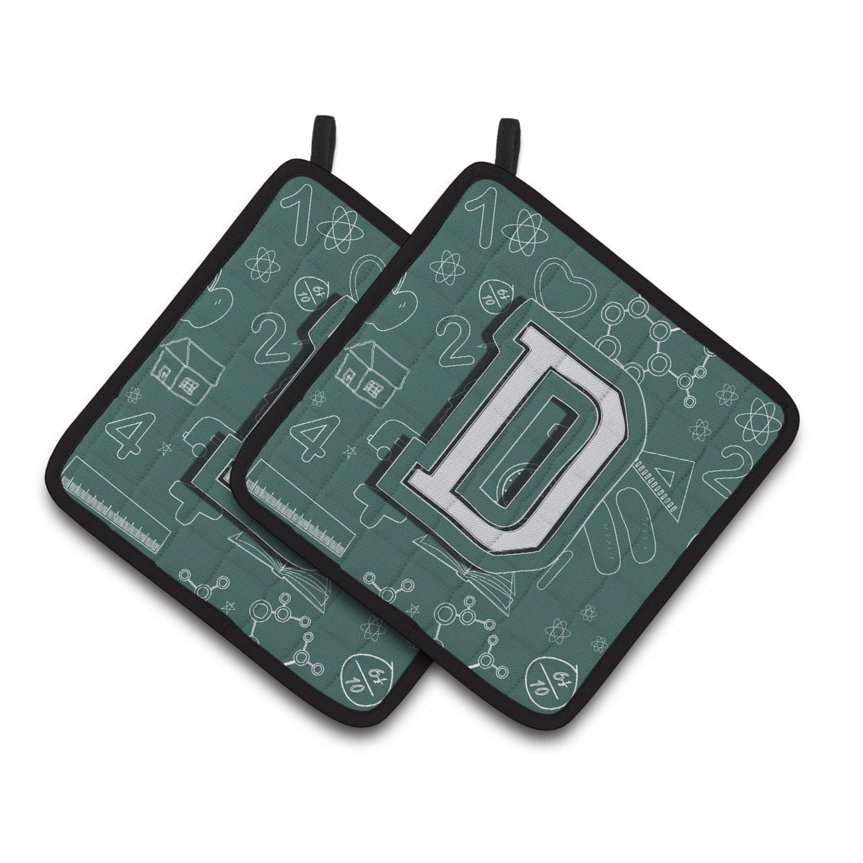 Caroline's Treasures Letter D Back to School Initial Pair of Pot Holders
