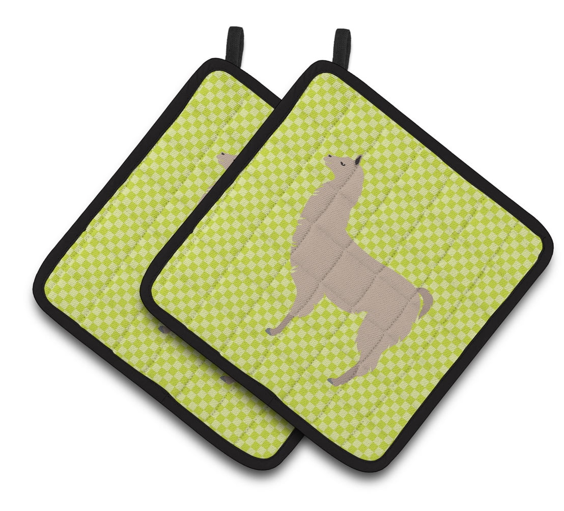 Caroline's Treasures Llama Green Pair of Pot Holders