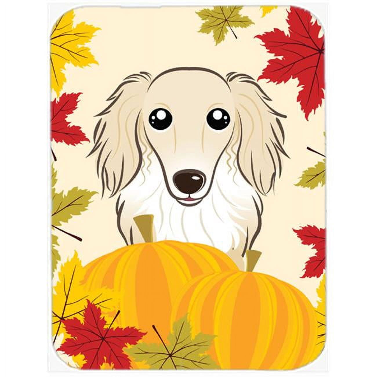 Caroline's Treasures Longhair Creme Dachshund Thanksgiving Glass Cutting Board Large