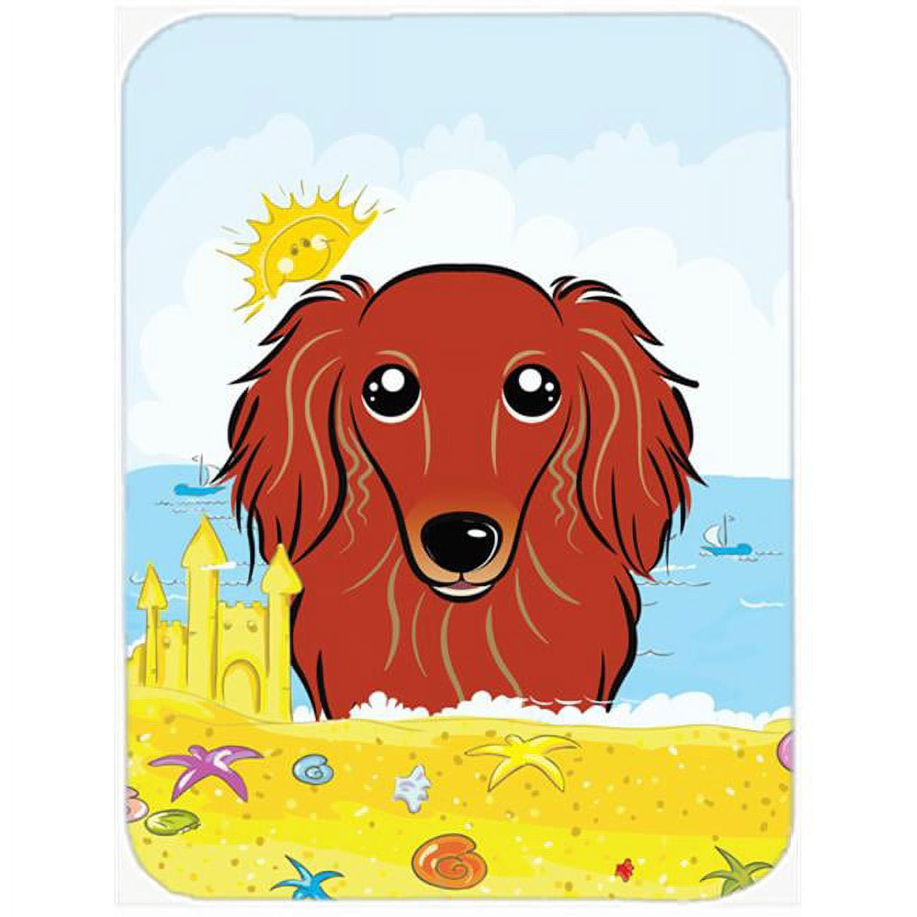 Caroline's Treasures Longhair Red Dachshund Summer Beach Glass Cutting Board Large