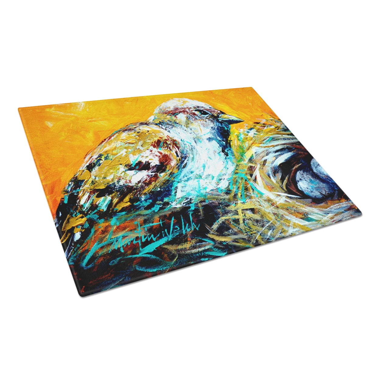 Caroline's Treasures Look at the Birdie Glass Cutting Board Large