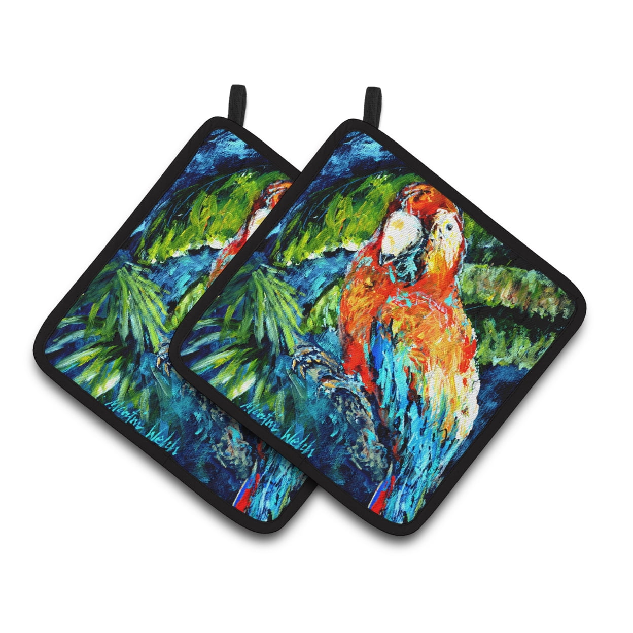 Caroline's Treasures MW1204PTHD Yo Yo Mama Parrot Pair of Pot Holders , 7.5HX7.5W, multicolor