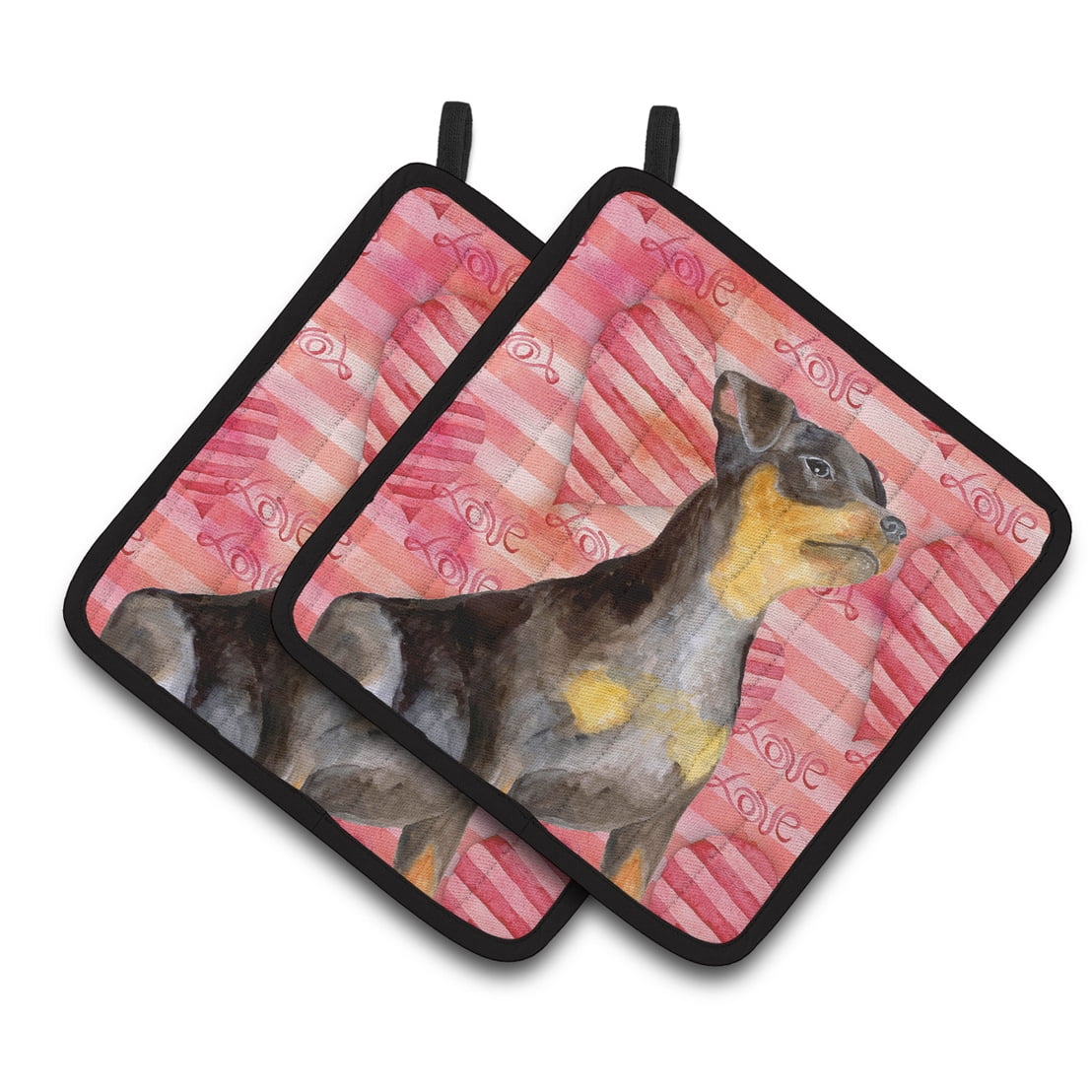Caroline's Treasures Miniature Pinscher #2 Love Pair of Pot Holders