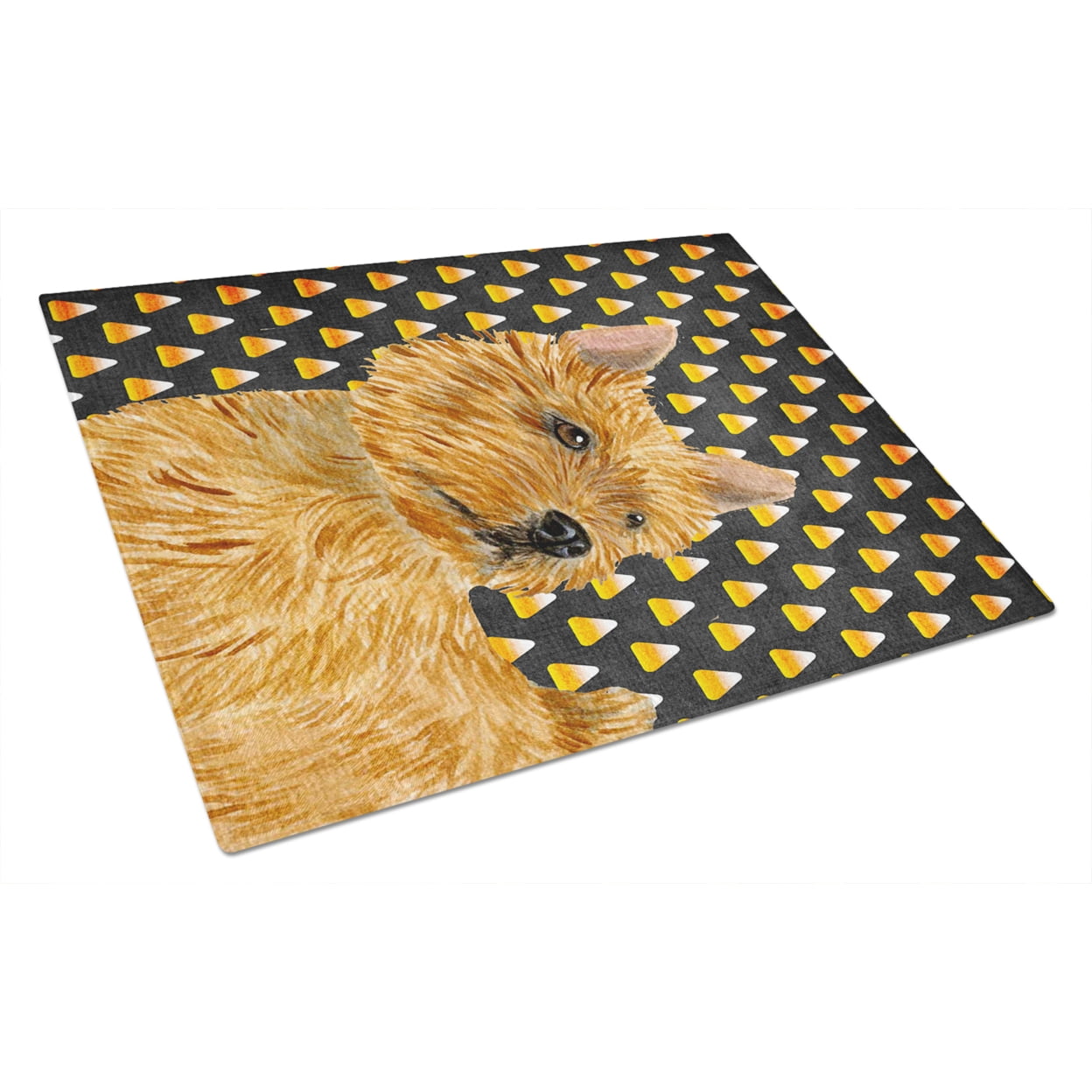Caroline's Treasures Norwich Terrier Candy Corn Halloween Portrait Glass Cutting Board Large