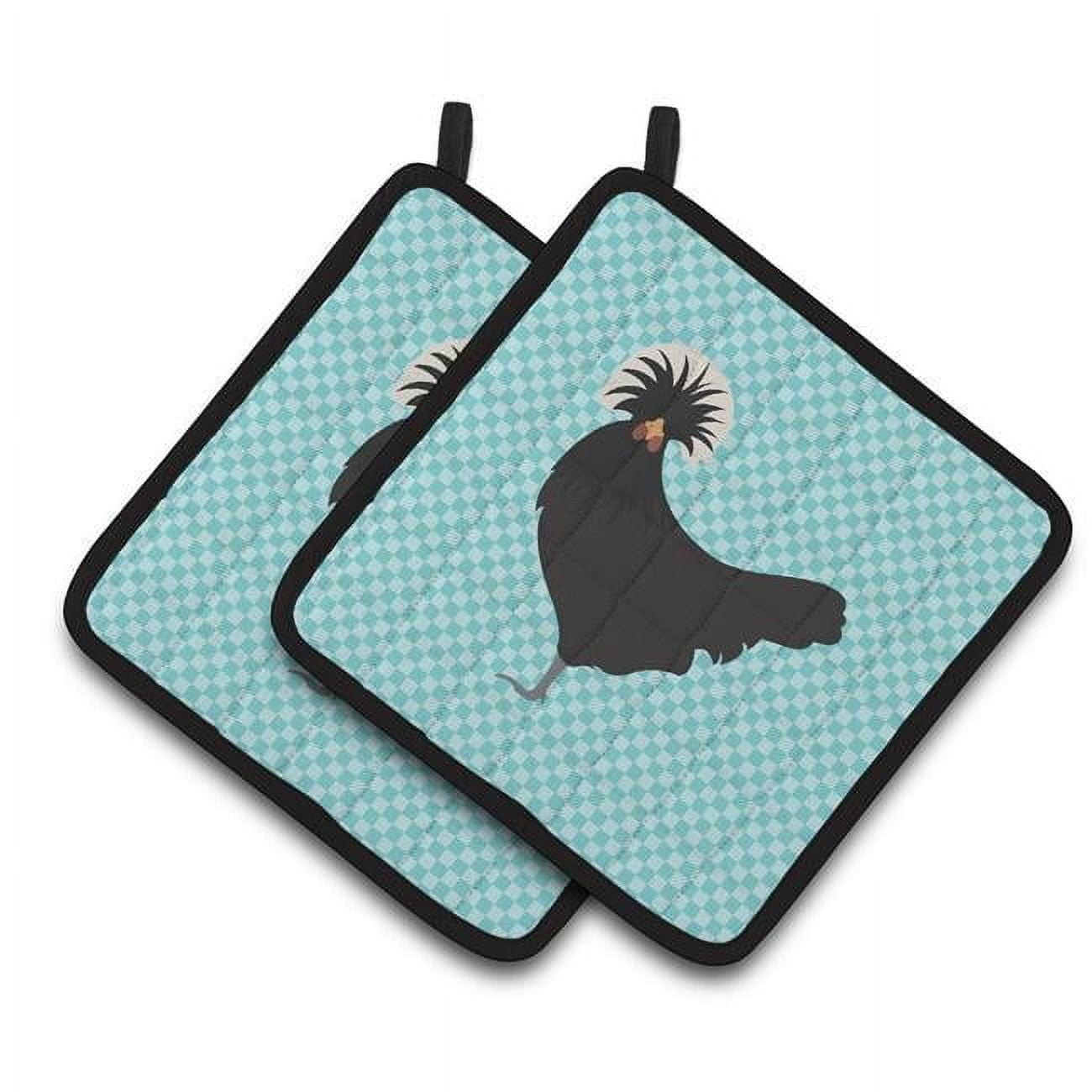 Caroline's Treasures Polish Poland Chicken Blue Check Pair of Pot Holders