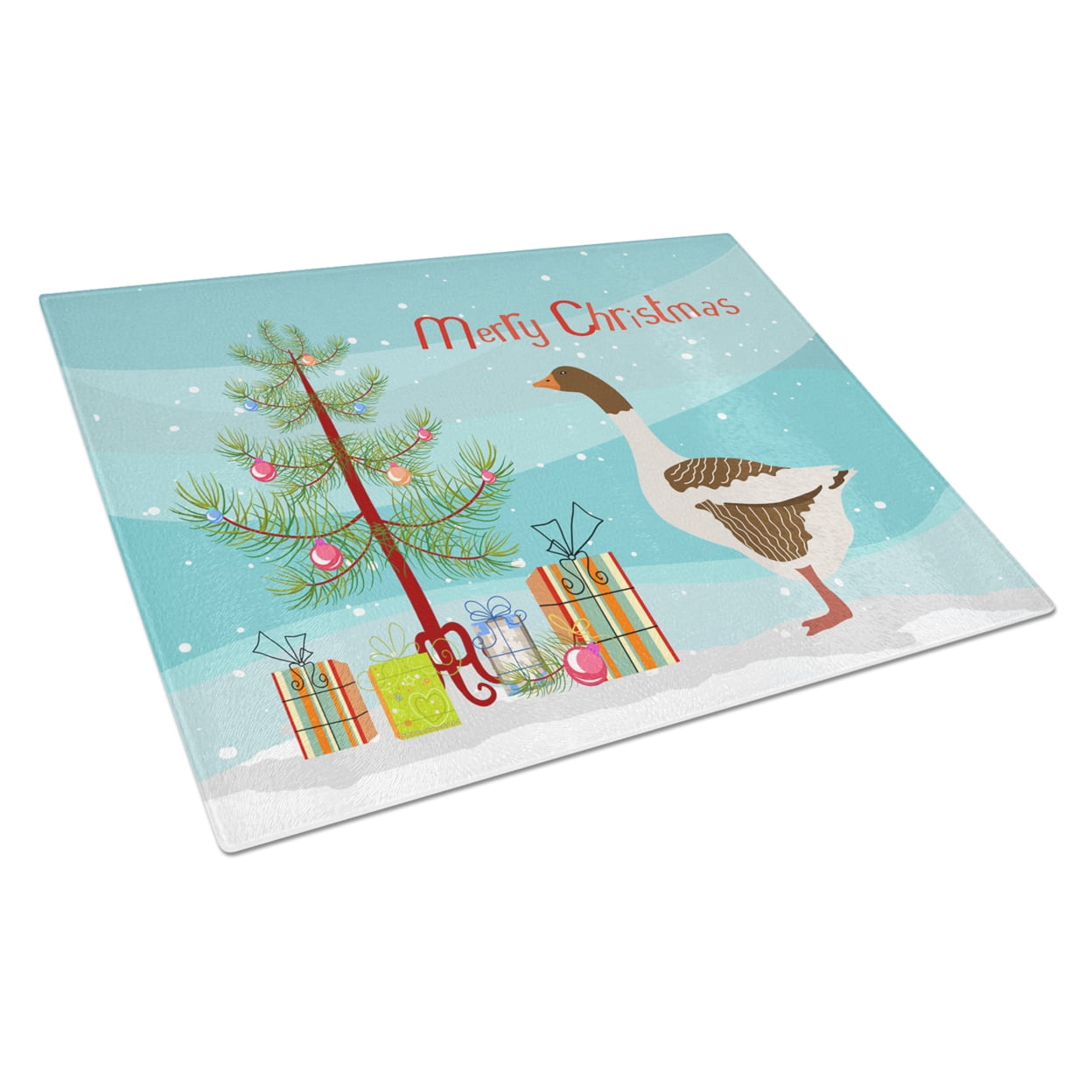 Caroline's Treasures Pomeranian Rogener Goose Christmas Glass Cutting Board Large