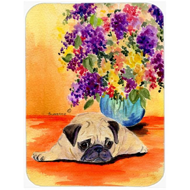 Caroline's Treasures Pug Glass Cutting Board Large