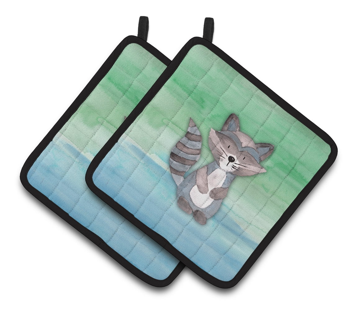 Caroline's Treasures Raccoon Watercolor Pair of Pot Holders