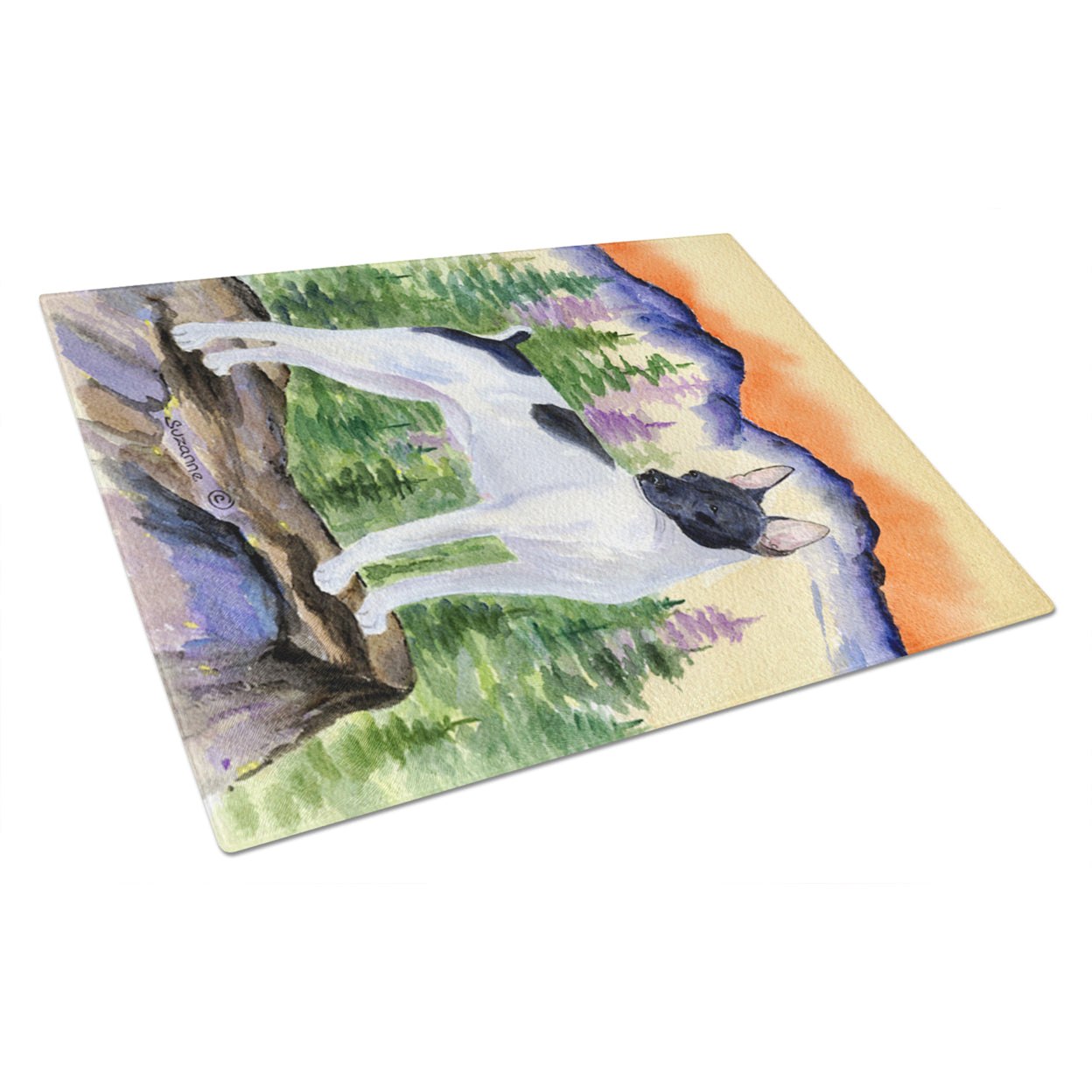 Caroline's Treasures Rat Terrier Glass Cutting Board Large