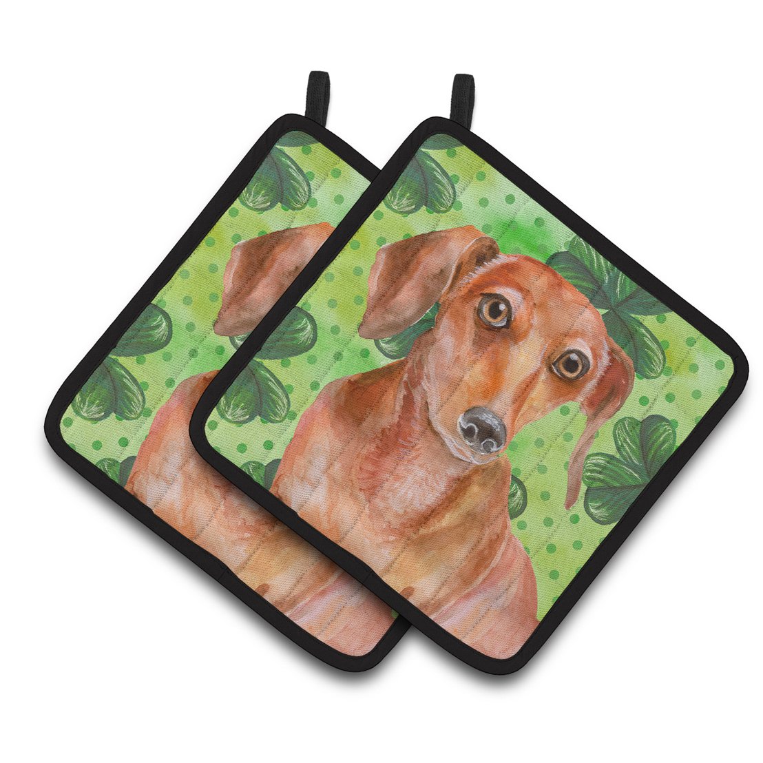 Caroline's Treasures Red Dachshund St Patrick's Pair of Pot Holders