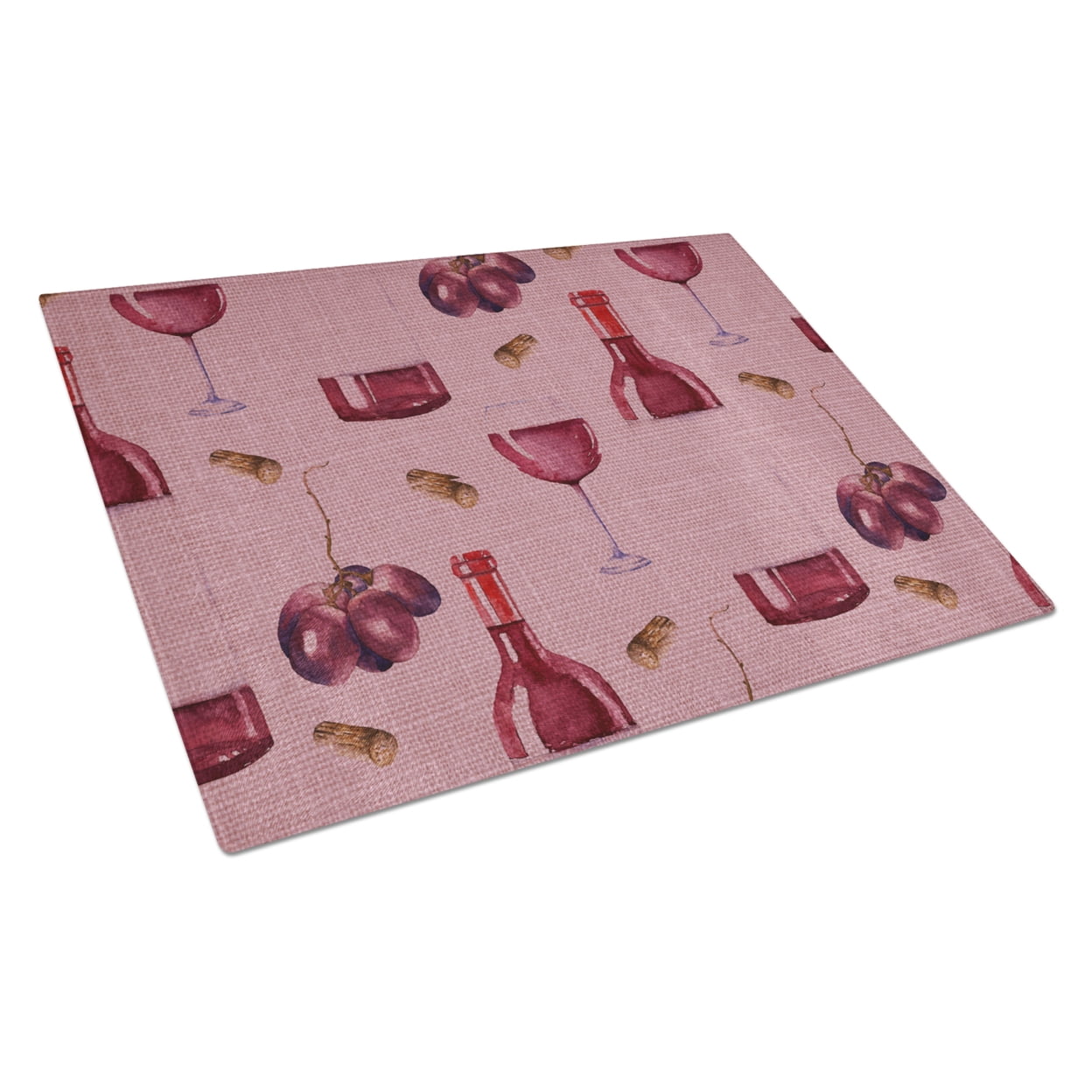 Caroline's Treasures Red Wine on Linen Glass Cutting Board Large