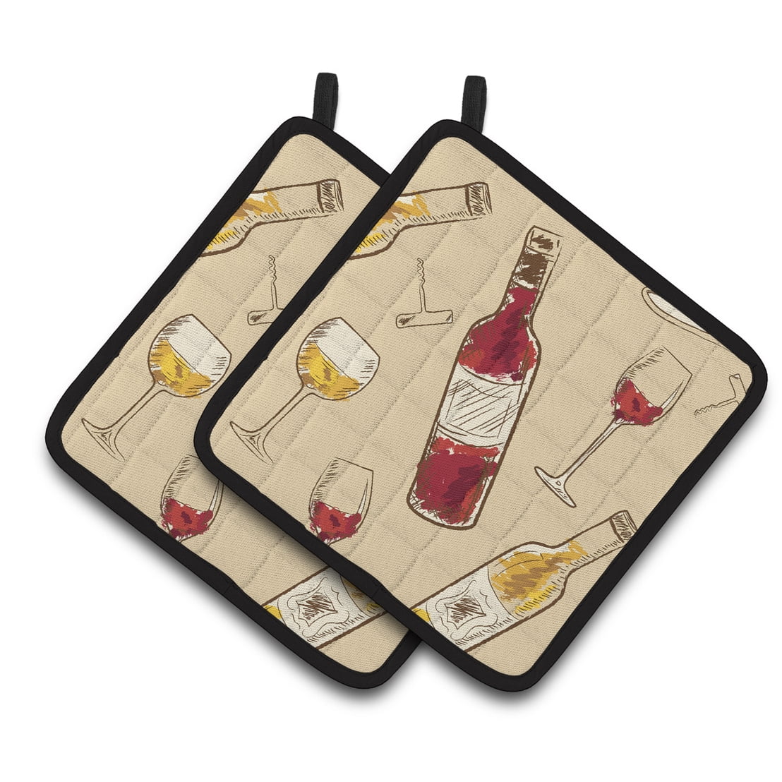 Caroline's Treasures Red and White Wine Pair of Pot Holders