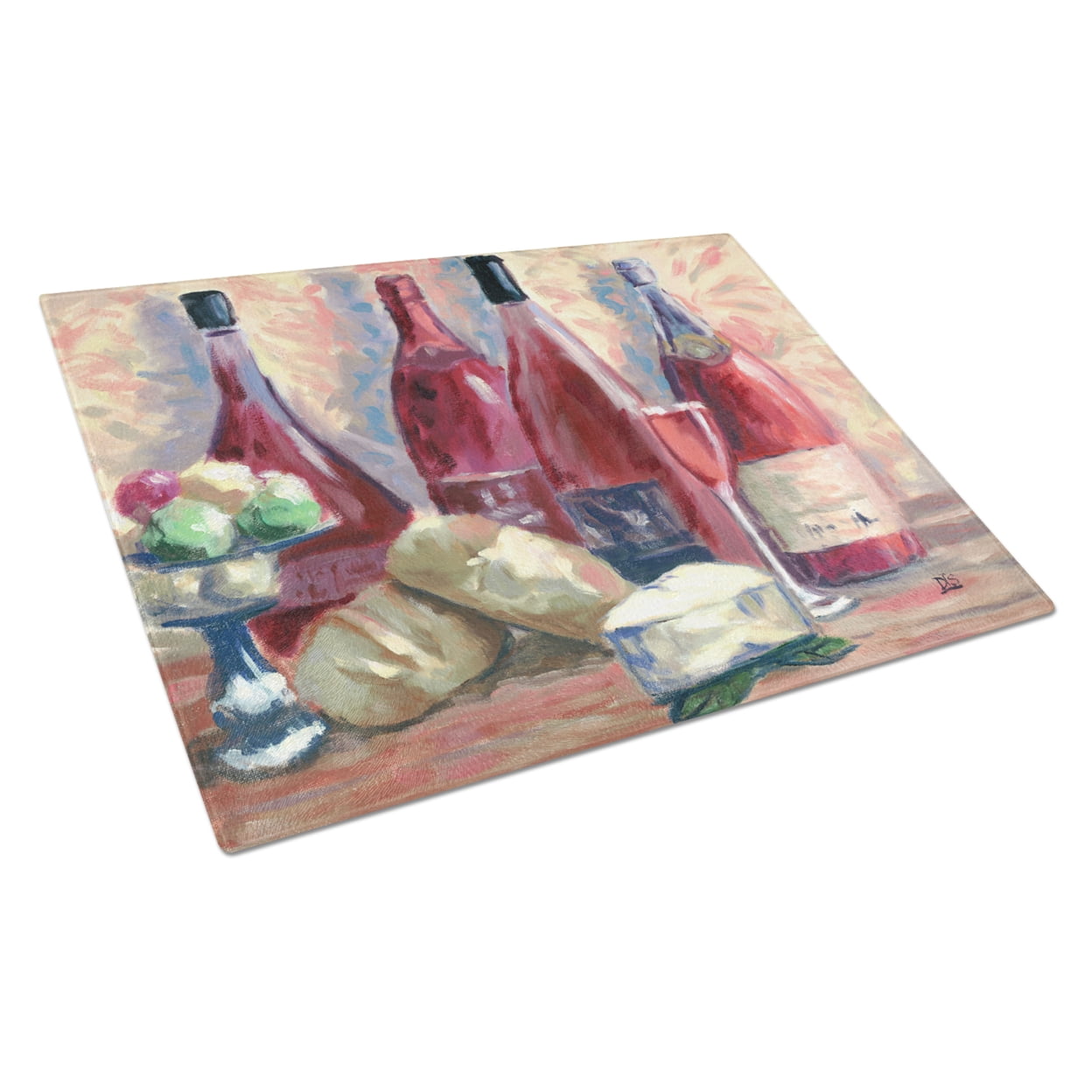 Caroline's Treasures SDSM0127LCB Wine and Cheese by David Smith Glass Cutting Board Large, 12H x 16W, multicolor