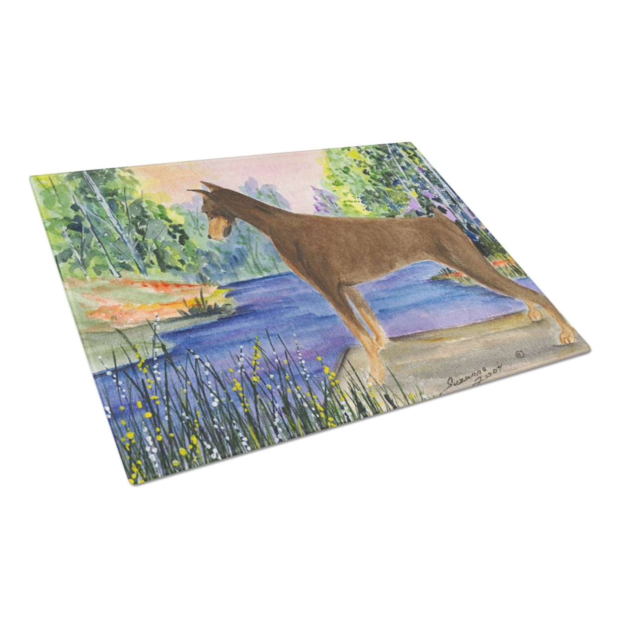 Caroline's Treasures SS8066LCB Doberman Glass Cutting Board Large, 12H x 16W, multicolor