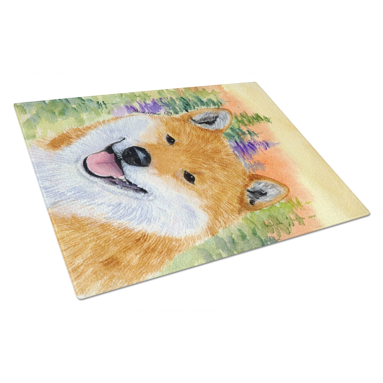 Caroline's Treasures SS8234LCB Shiba Inu Glass Cutting Board Large, 12H x 16W, multicolor