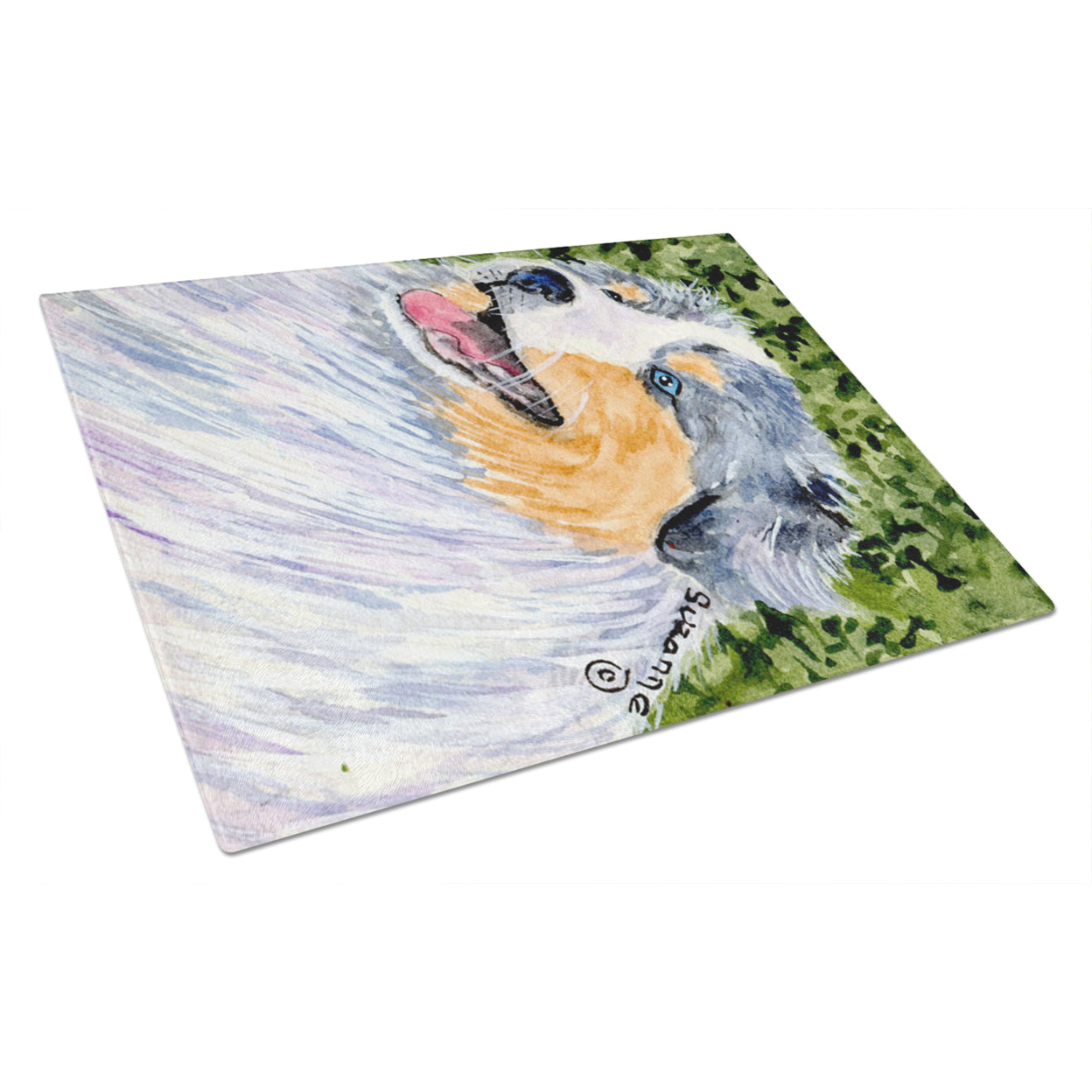 Caroline's Treasures SS8736LCB Australian Shepherd Glass Cutting Board Large, 12H x 16W, multicolor