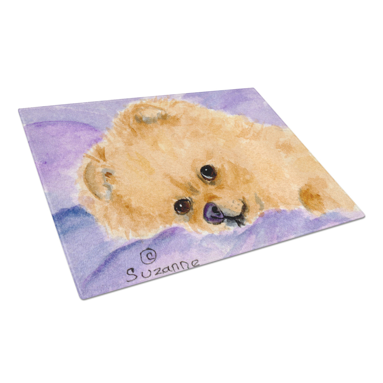 Caroline's Treasures SS8834LCB Pomeranian Glass Cutting Board Large, 12H x 16W, multicolor