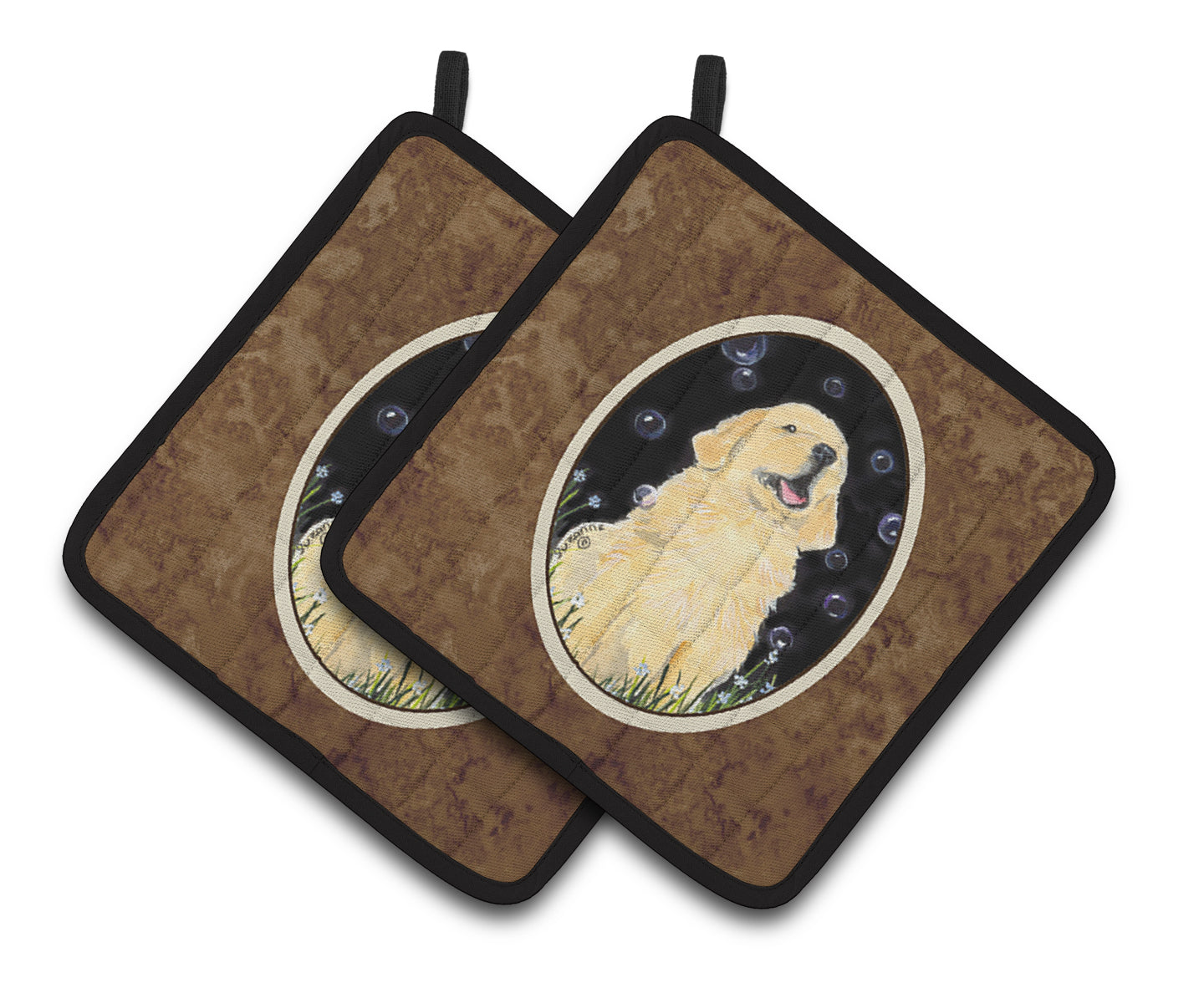 Caroline's Treasures SS8939PTHD Golden Retriever Pair of Pot Holders, 7.5HX7.5W, multicolor
