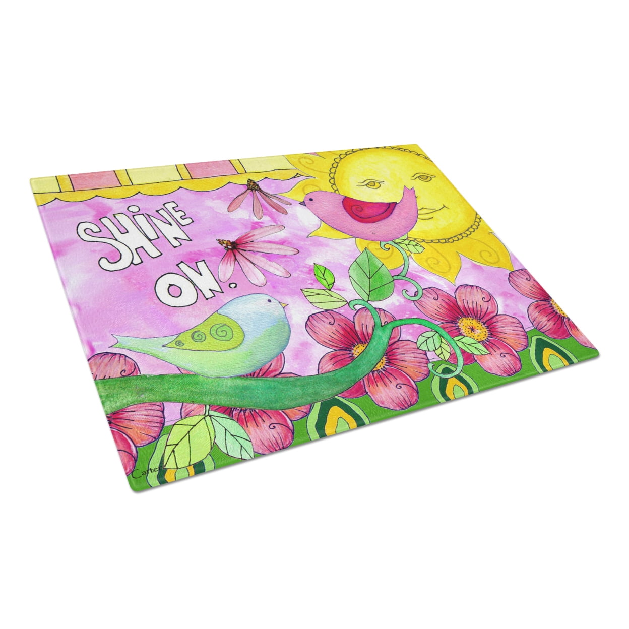Caroline's Treasures Shine on Sunshine Glass Cutting Board Large