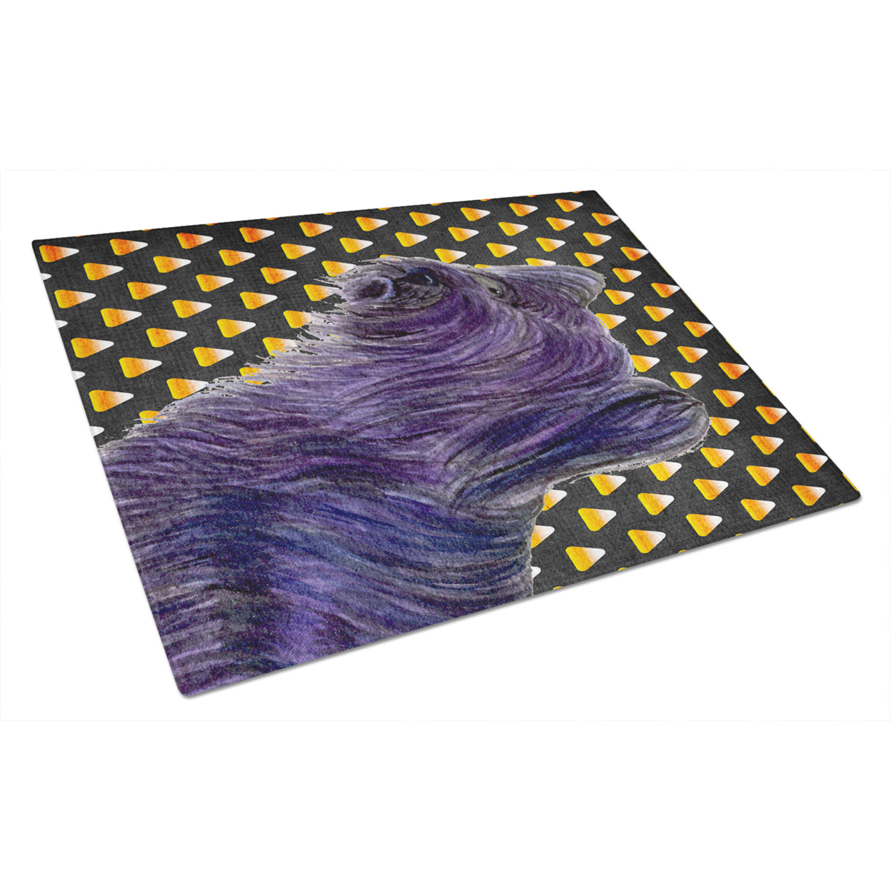 Caroline's Treasures Skye Terrier Candy Corn Halloween Portrait Glass Cutting Board Large
